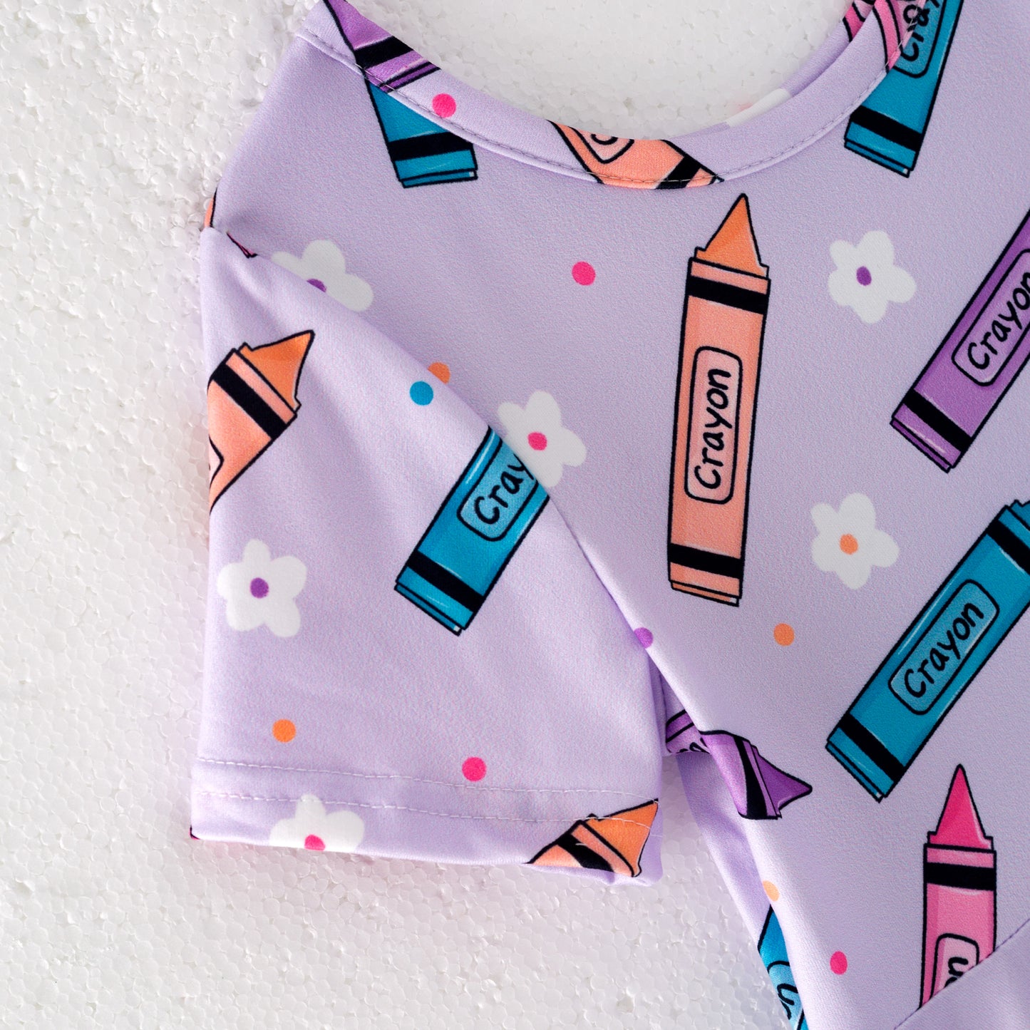 Girls Back To School Purple Crayon Twirl Dress