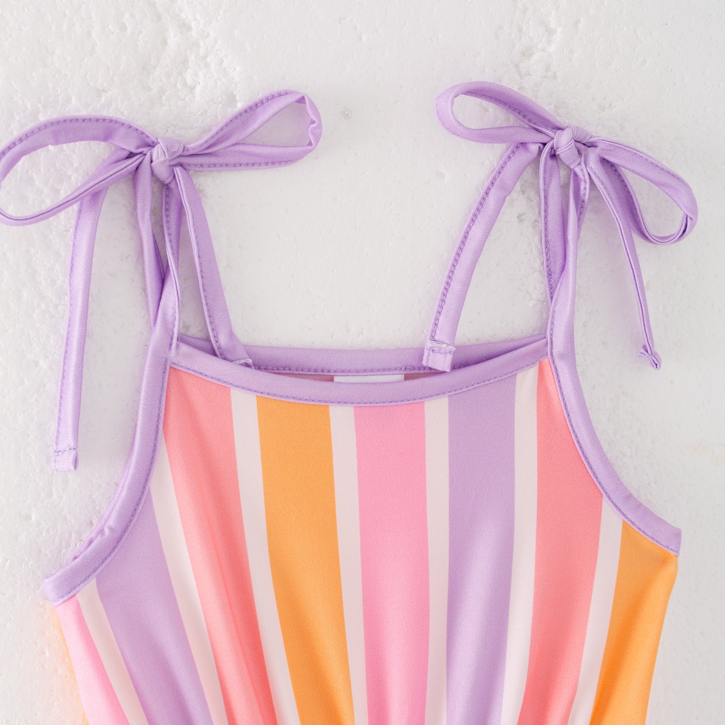 Girls Summer Pink Orange Purle Stripes Slip Jumpsuit