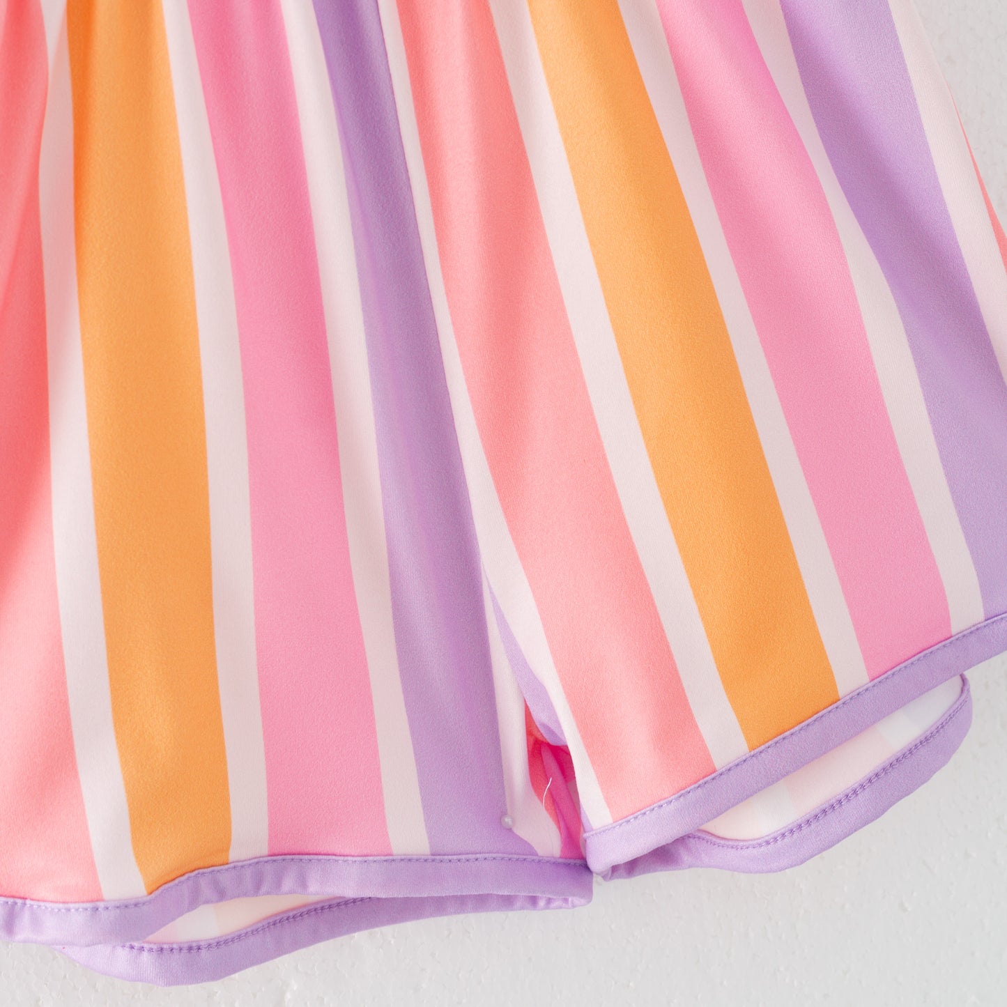 Girls Summer Pink Orange Purle Stripes Slip Jumpsuit