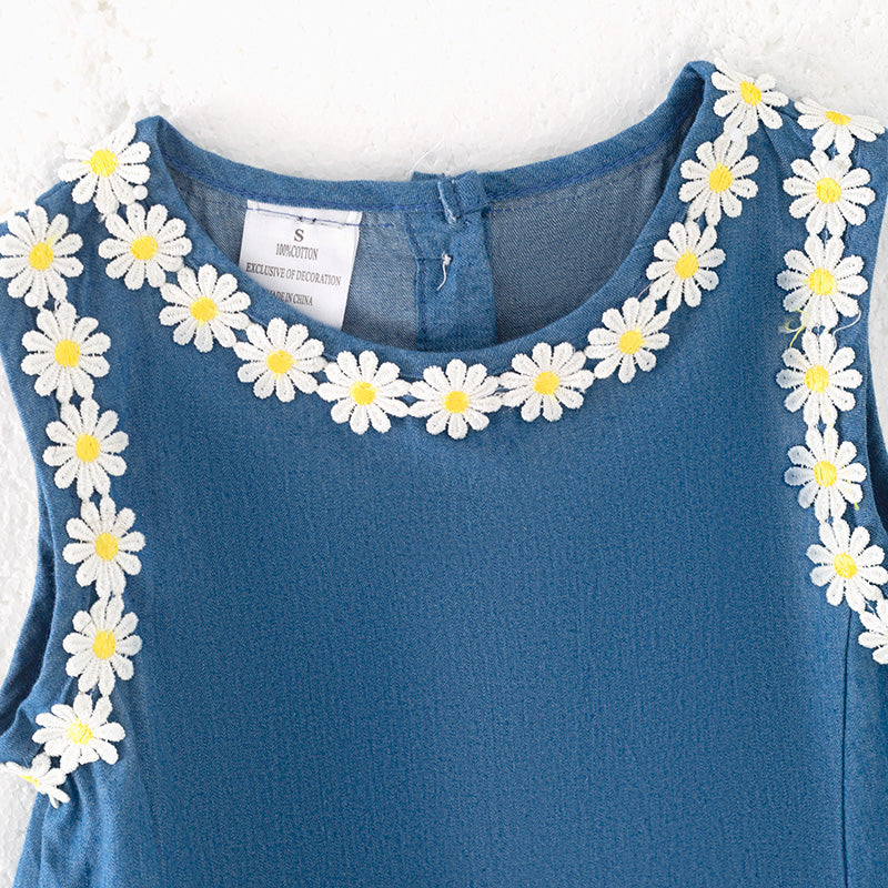 Girls Summer Daisy Blue Cute Dress