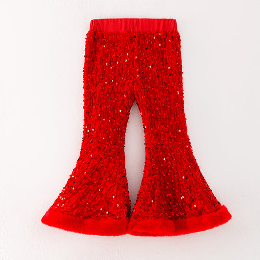 Girls Christmas Winter Red Sequins Bell Pant