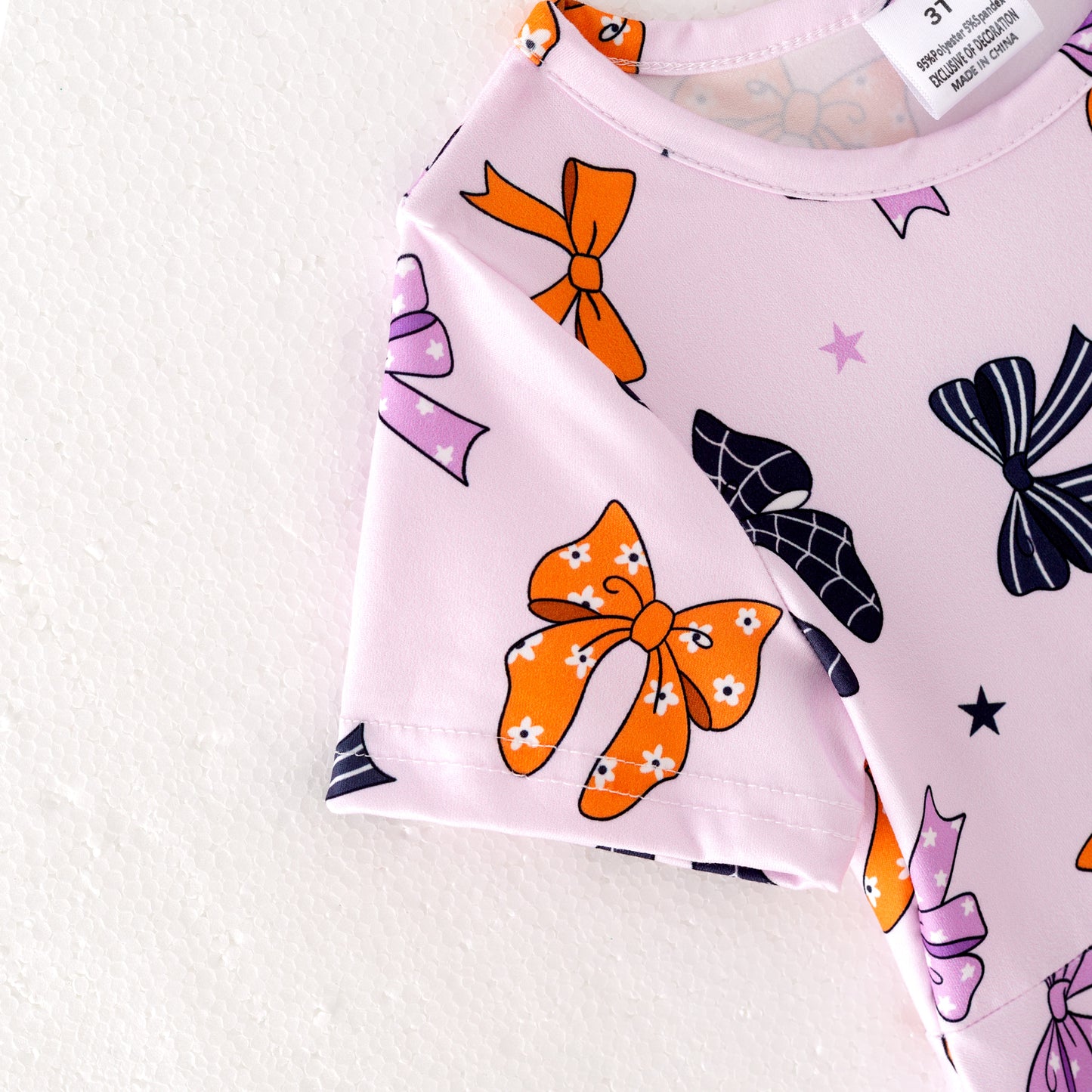 Girls Halloween Orange Black Purple Bow Print Twirl Dress