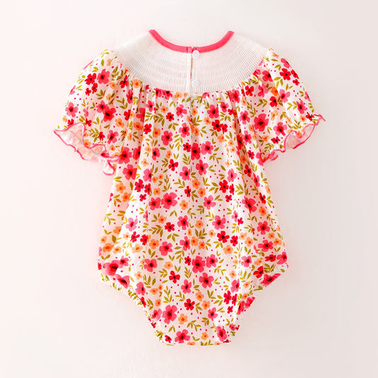 Girls Halloween Pink Orange Pumpkin Embroidery Romper