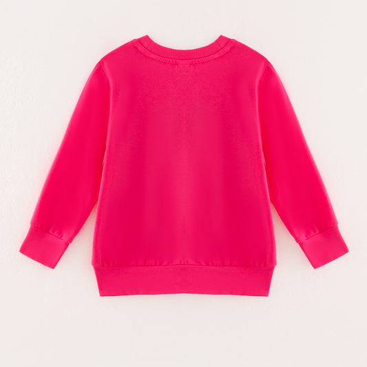 Girls Halloween TRICK OR TREAT Chenille Patches Hot Pink Sweatshirt