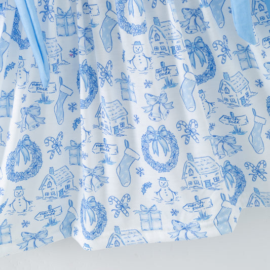 Girls LET IT SNOW Winter Smocks Embroidery Dress