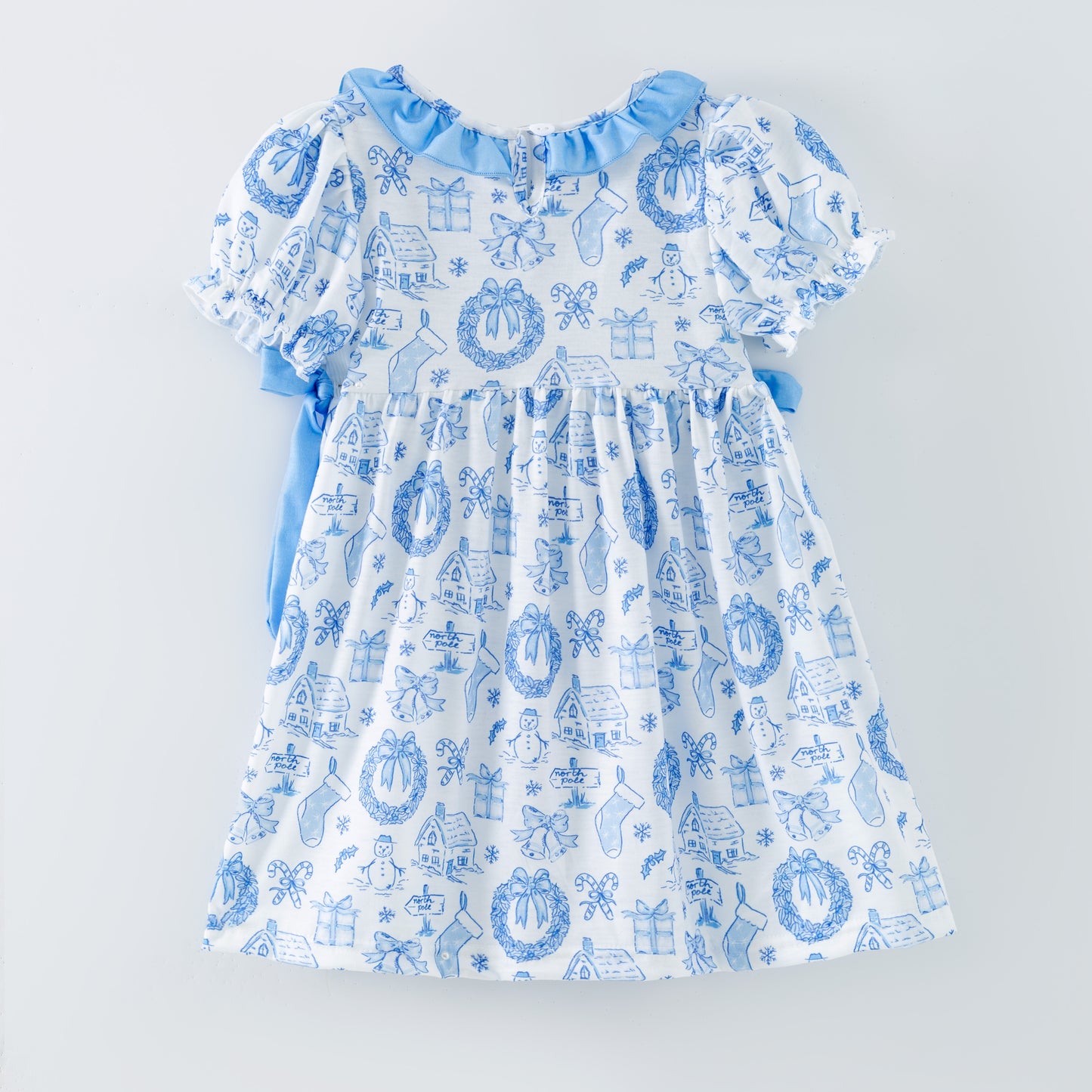 Girls LET IT SNOW Winter Smocks Embroidery Dress