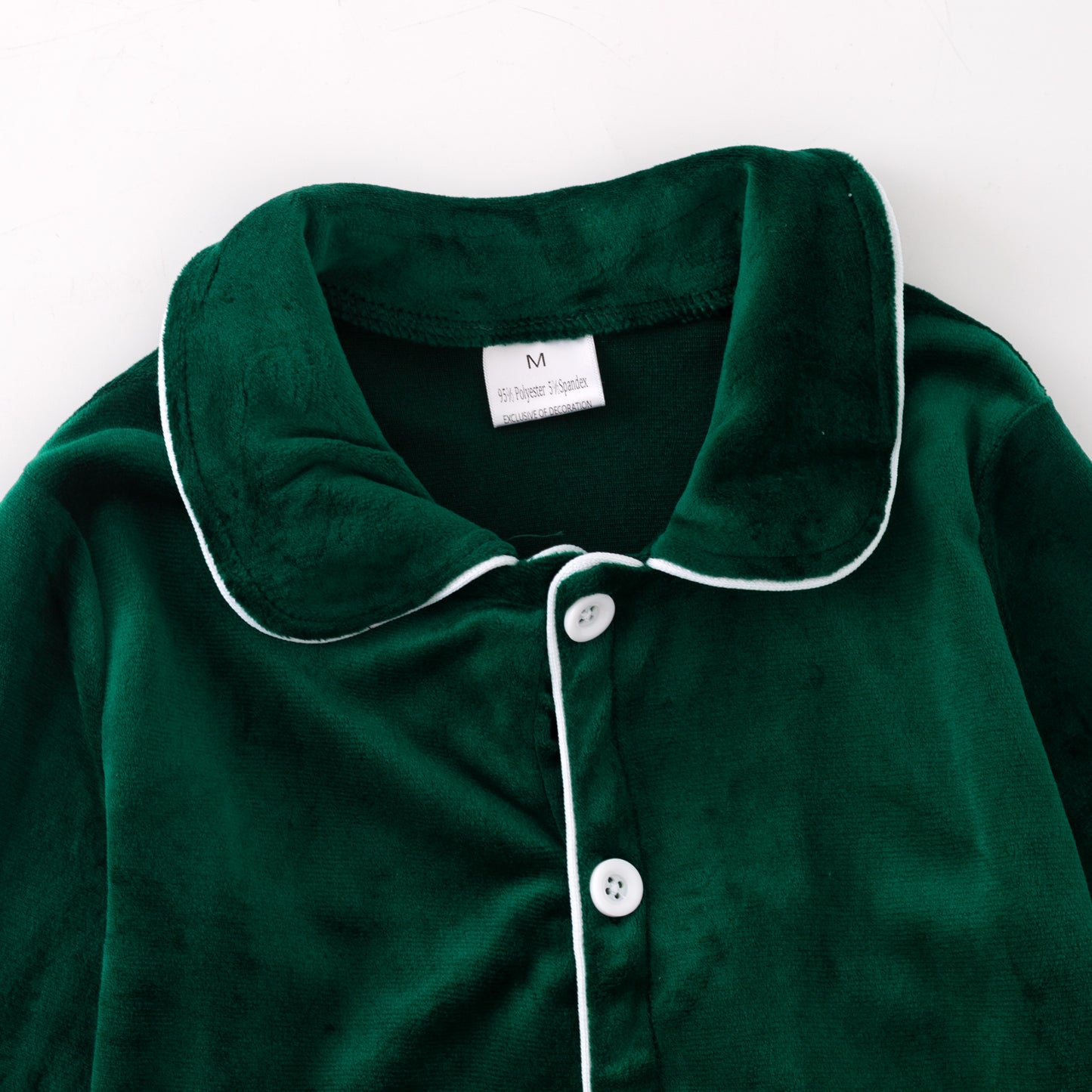 Boys Christmas Green Velvet Long Sleeves Pant Pajamas Set