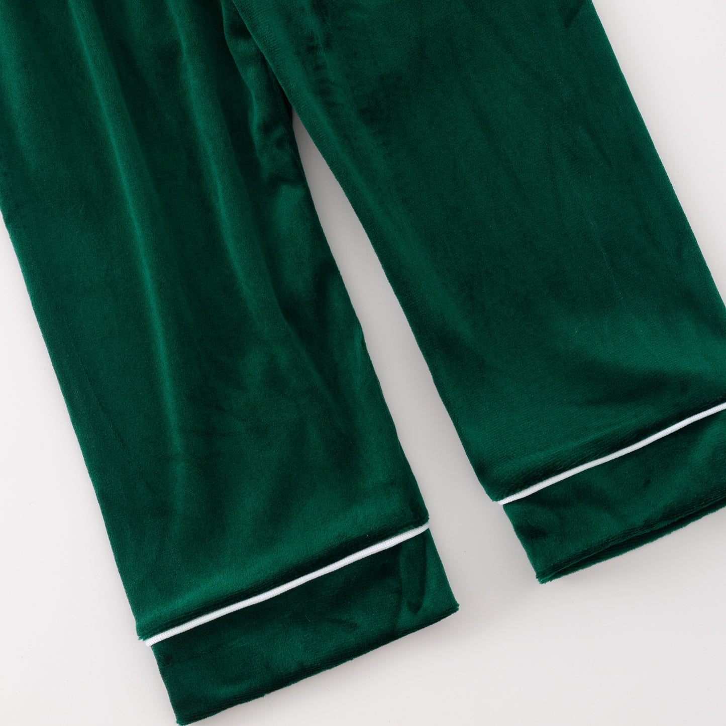 Boys Christmas Green Velvet Long Sleeves Pant Pajamas Set
