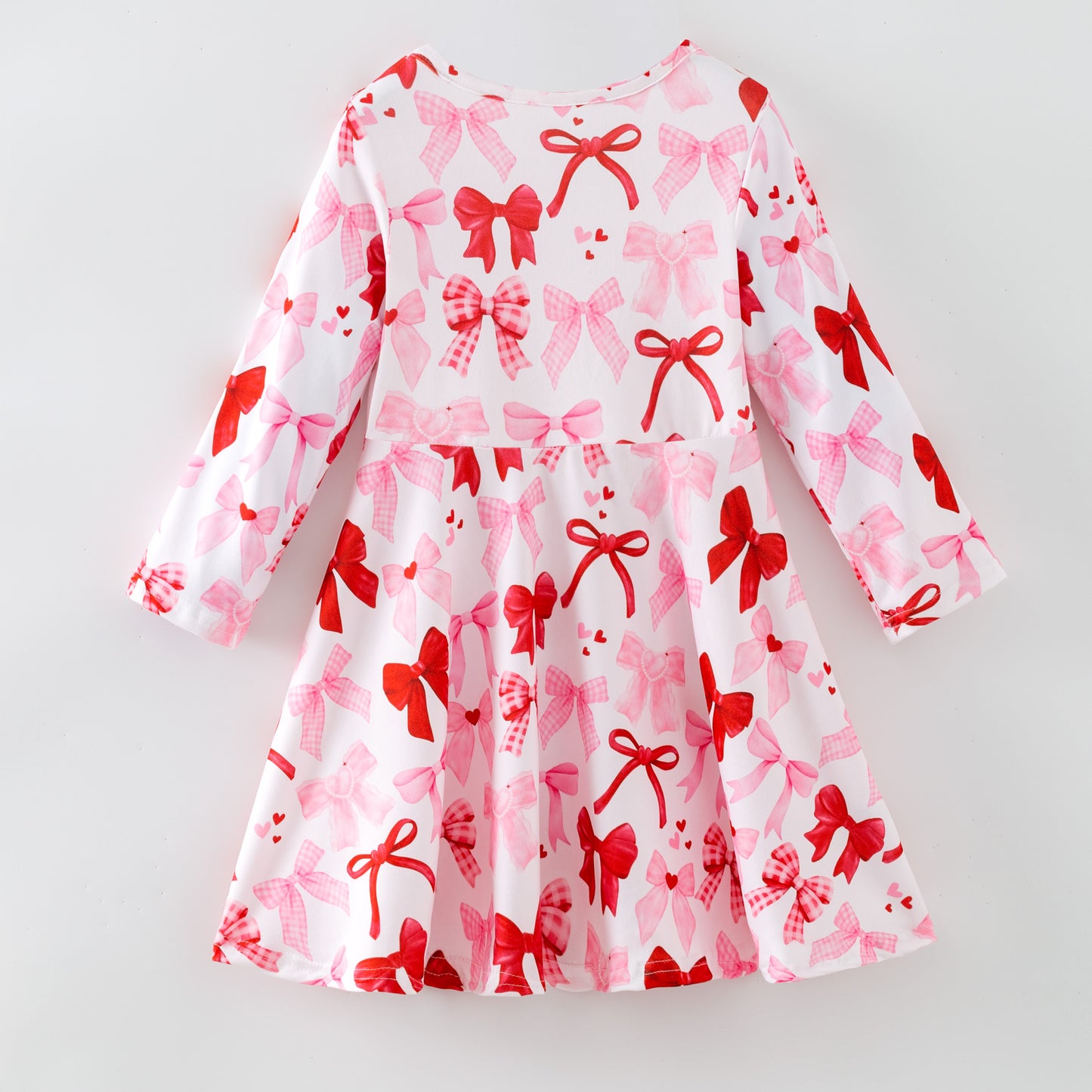 2026 Spring Valentine's Day Red Pink Bow Twirl Dress