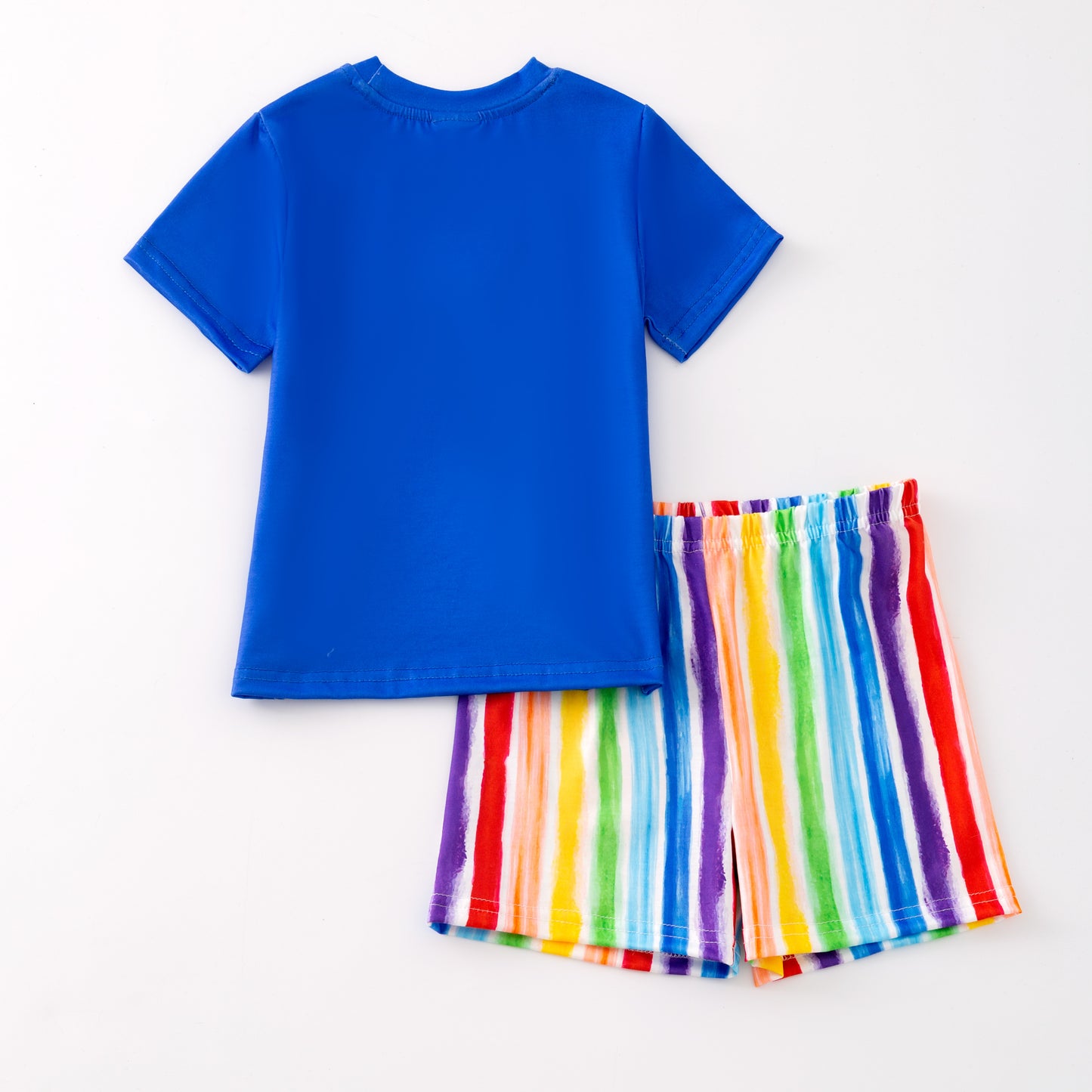 Sibling Summer Kids Rainbow Embroidery Short Set & Romper