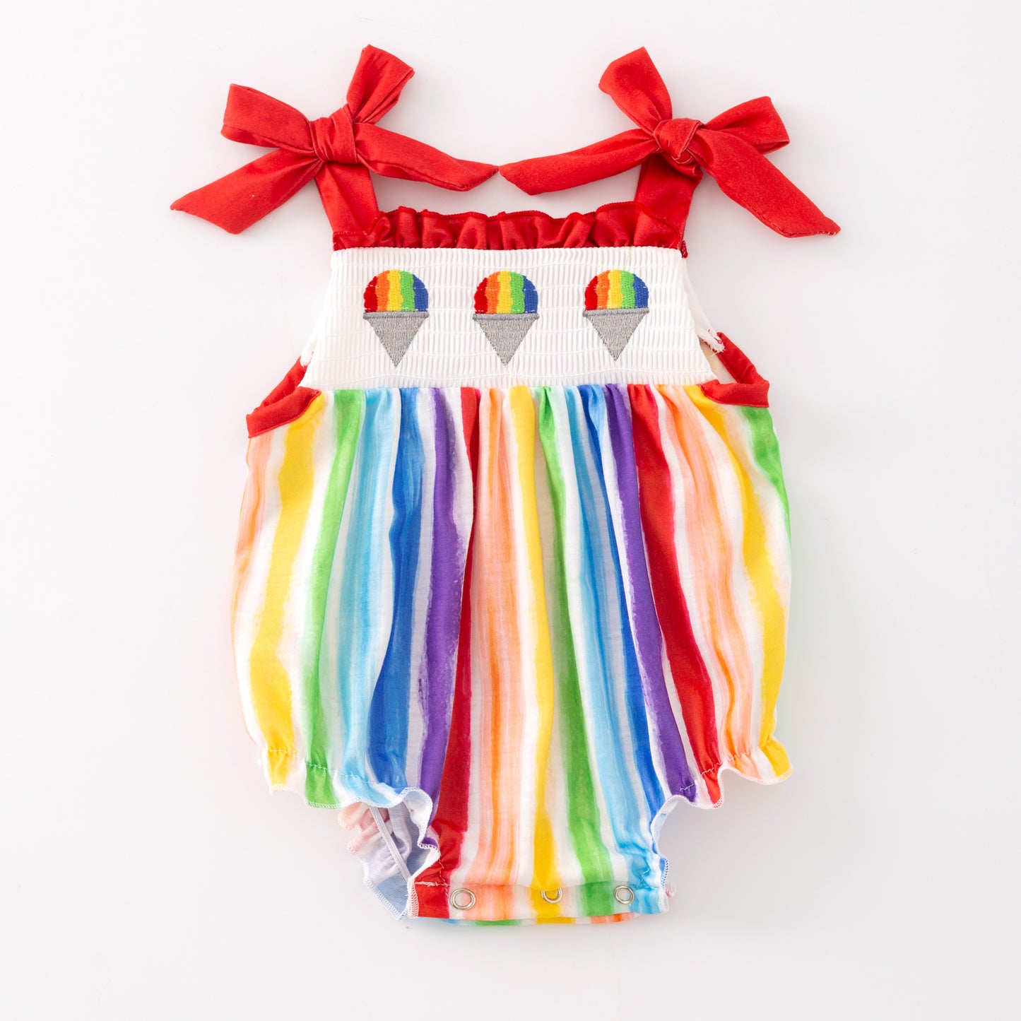 Sibling Summer Kids Rainbow Embroidery Short Set & Romper