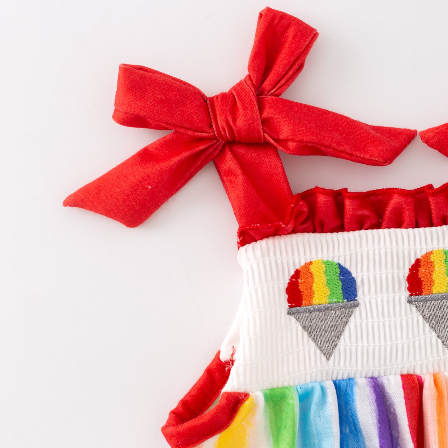 Sibling Summer Kids Rainbow Embroidery Short Set & Romper