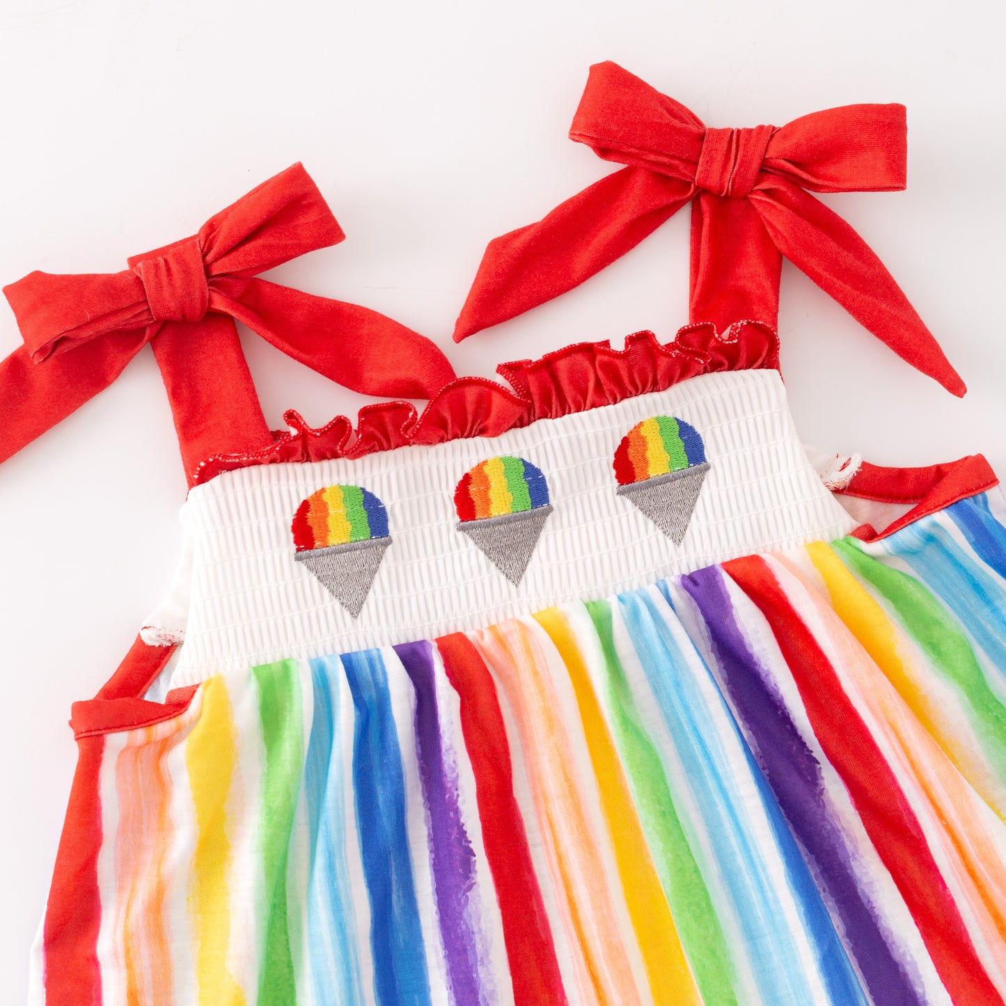 Sibling Summer Kids Rainbow Embroidery Short Set & Romper