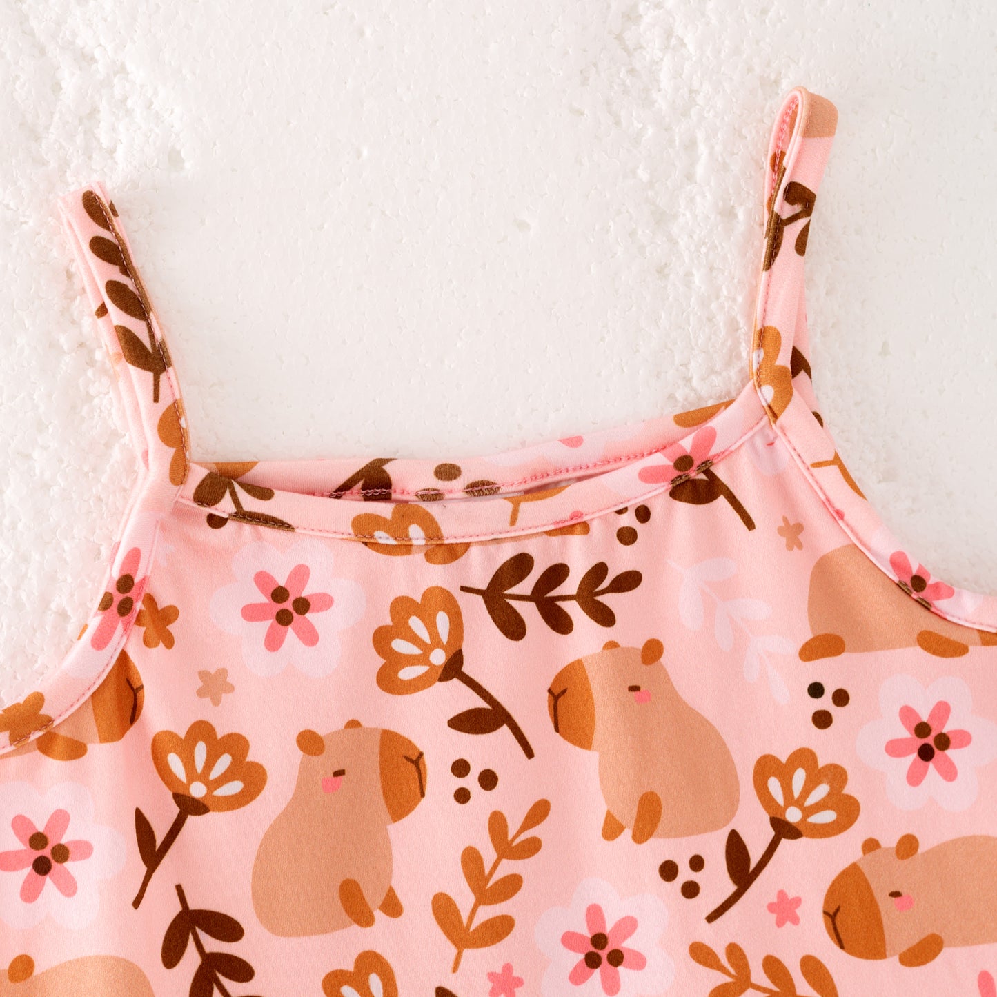 Girls Summer Fall Animal Floral Print Slip Top Skirt Set