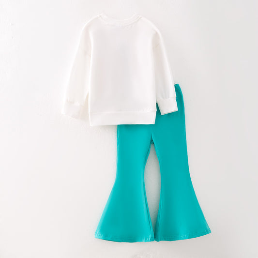 Girls Thanksgiving Thankful Greatful Blessed Print Pant Set