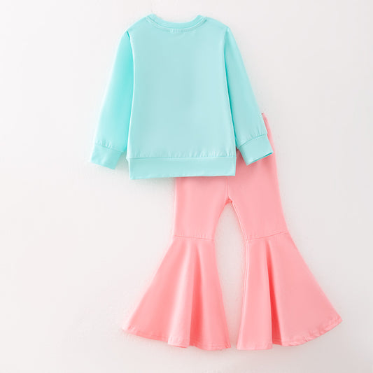 Girls Fall Football GAME DAY Chenille Long Sleeves Bell Pant Set