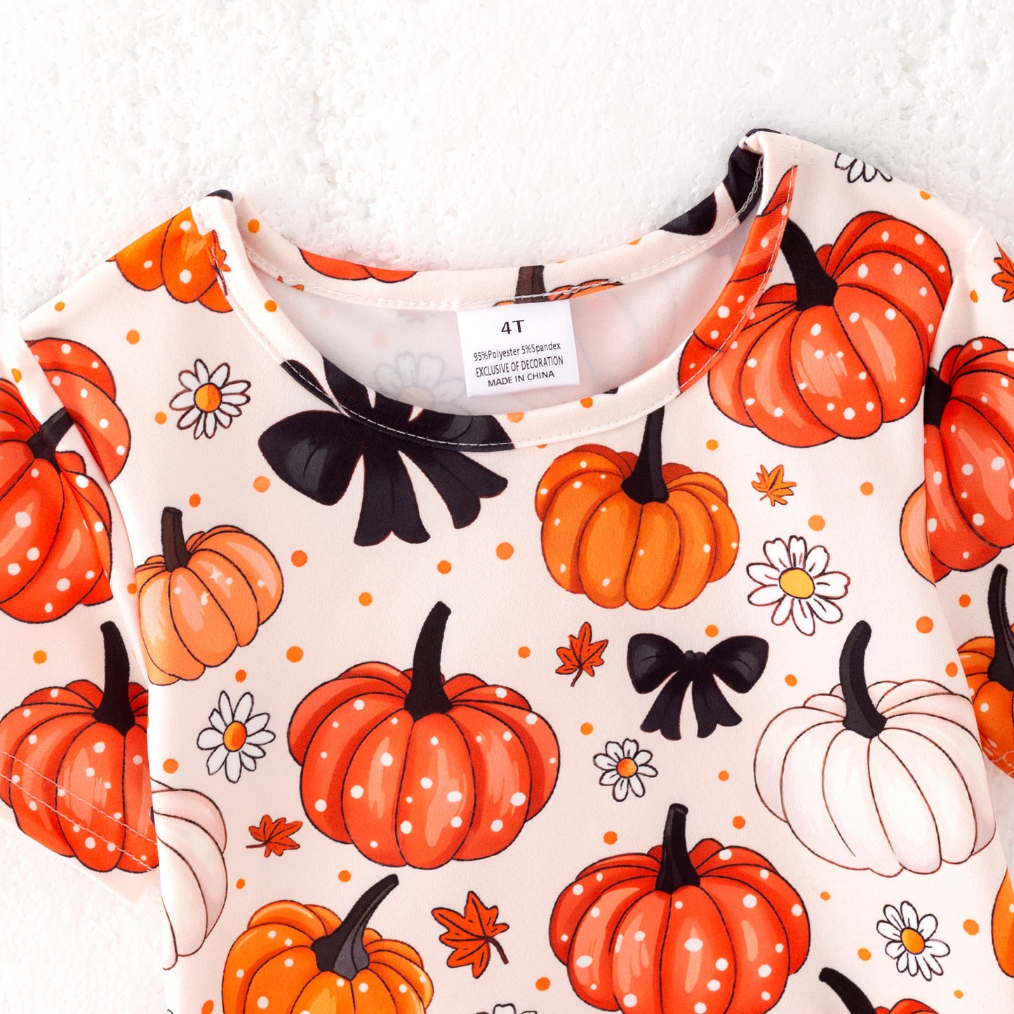 Girls Halloween Pumpkin Bow Outdoor Athletic Skirt Set