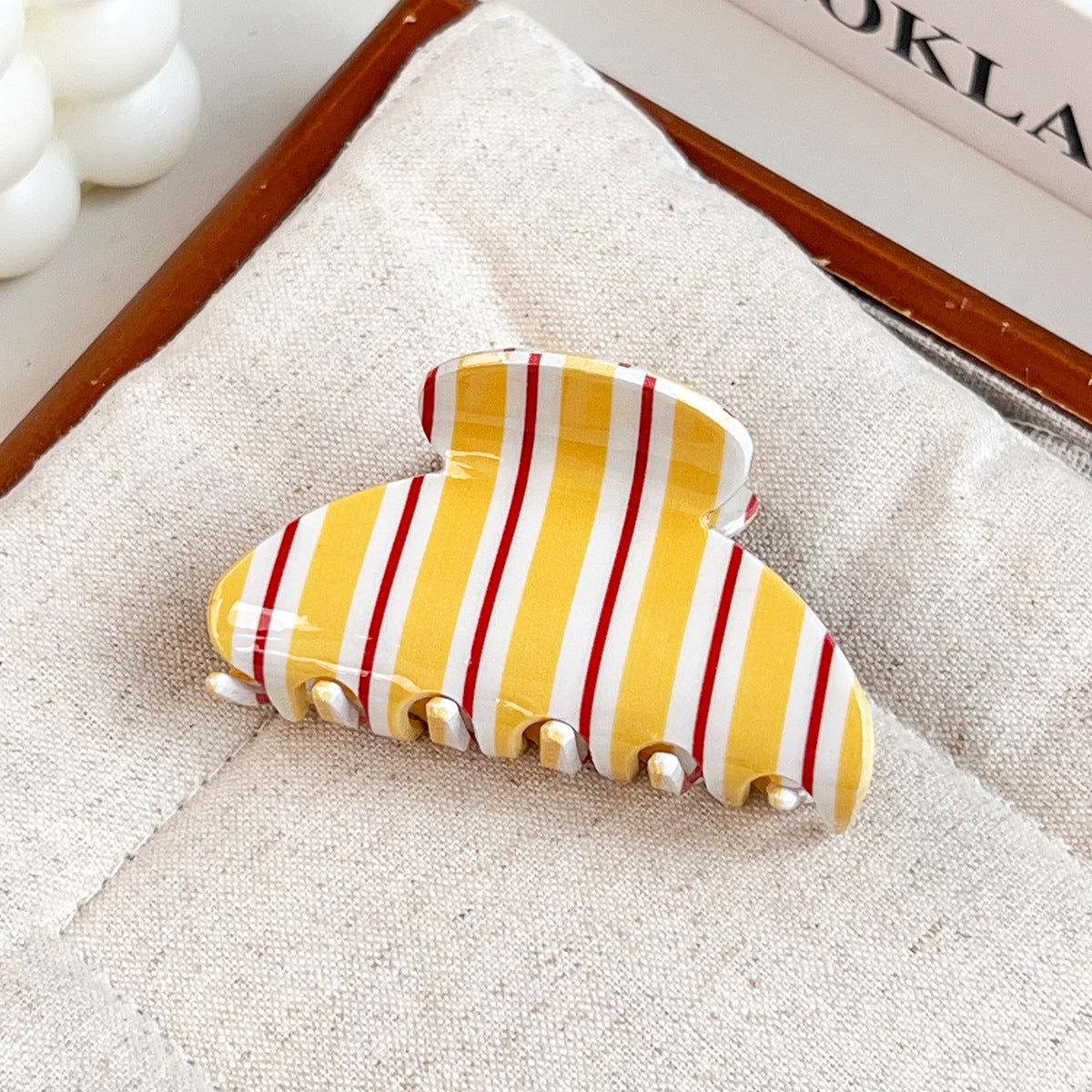Colorful Pastel Striped Hair Claw Clip for Women, Everyday Hair Accessory