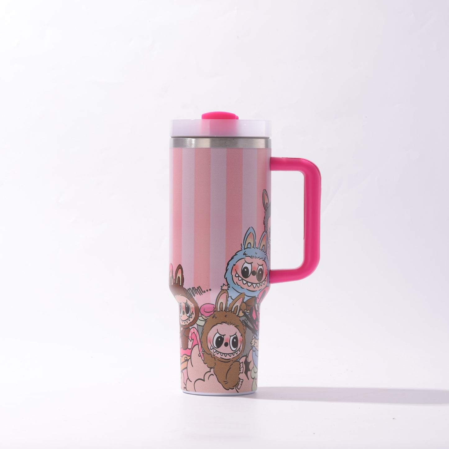 Labubu 40oz Insulated Tumbler with Handle and Straw Car Travel Mug Hot & Cold Stainless Steel Cup