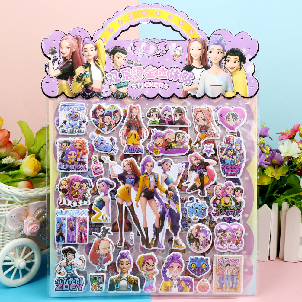 K-Pop Demon Hunters 3D Puffy Stickers Kids Cartoon Layered DIY Anime Movie Merchandise Stickers