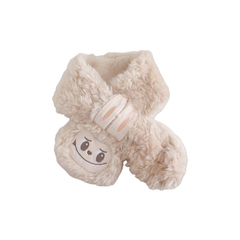 Labubu Kids Scarf Warm Plush Winter Neck Warmer, Soft Faux Rabbit Fur Scarf for Boys and Girls