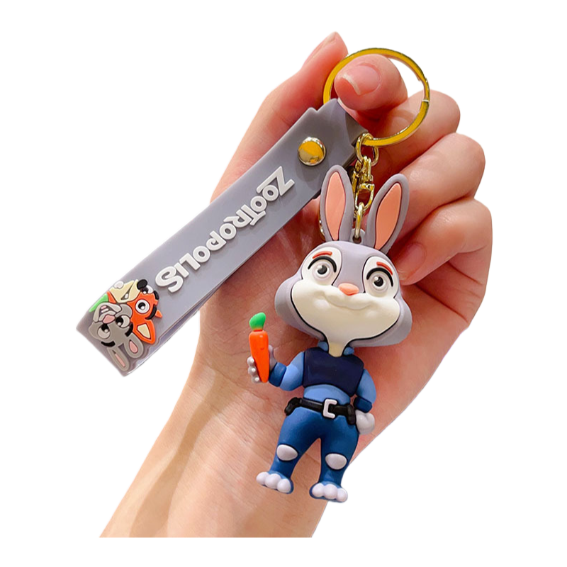 Cute Zootopia Silicone Keychain – Adorable Cartoon Bag Charm & Keyring
