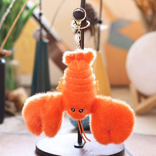 Cute Plush Lobster Keychain – Soft Fuzzy Bag Charm & Gift