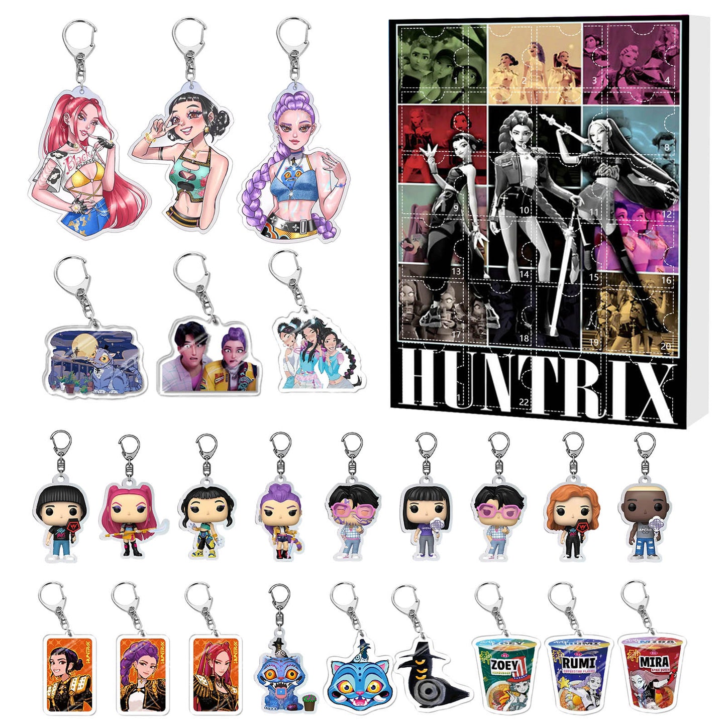 K-Pop Demon Hunters Christmas Advent Calendar Blind Box – Acrylic Car Keychain Ornament