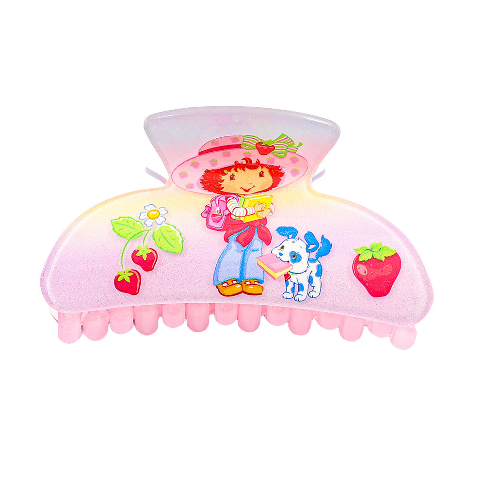 Strawberry Shortcake Acrylic Hair Clip – Cute Cartoon Printed Barrettes for Girls