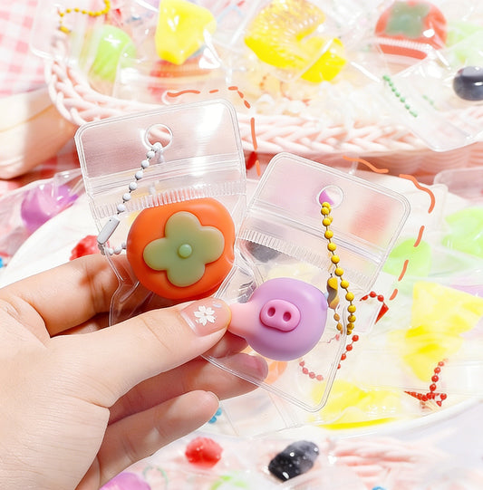 Bagged Fruit Squishy Stress Relief Toy – Cute Fruit Squeeze Toy Bag Charm Keychain