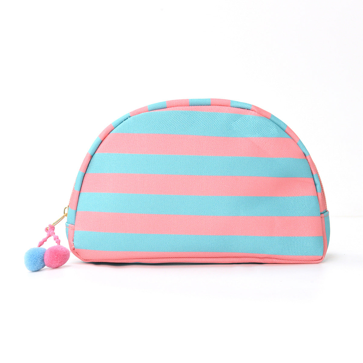 Shell-Shaped Striped Makeup Pouch Cute Zipper Cosmetic Bag for Travel & Daily Use