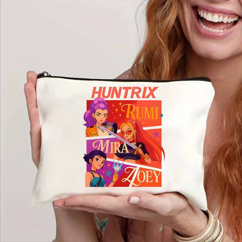 K-pop Demon Hunters Makeup Bag Zipper Pouch Travel Toiletry Bag