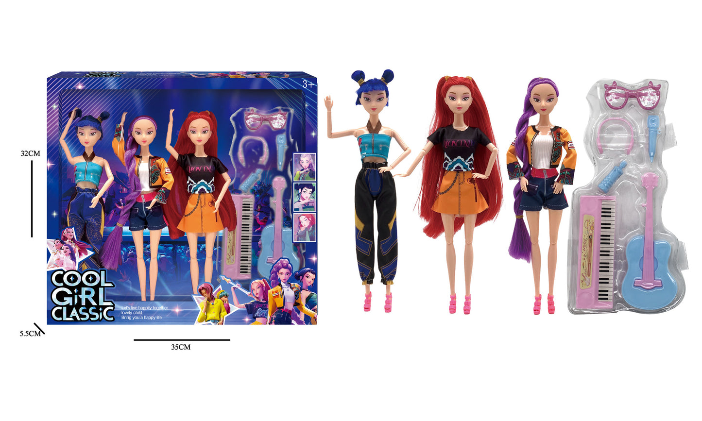 Kpop Demon Hunters Dolls Set Rumi Mira & Zoey Vinyl Figures Collectible Toy