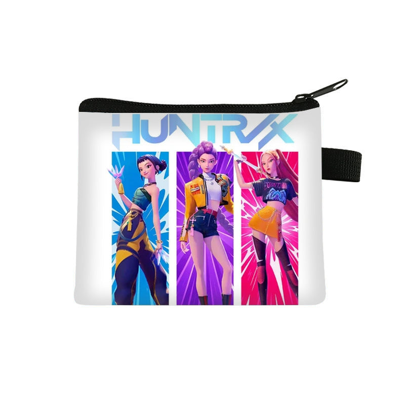 K-Pop Demon Hunters Anime Printed Mini Coin Purse Cute Small Wallet Portable Key & Card Holder