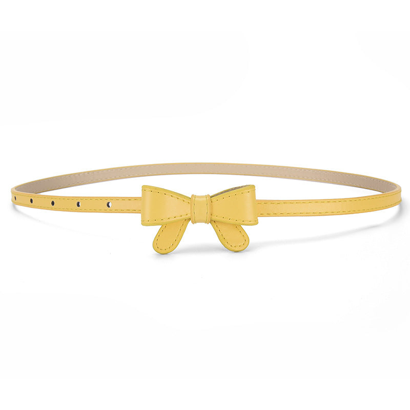Bow Waist Belt for Girls Simple Fashion Pin Buckle Leather Belt