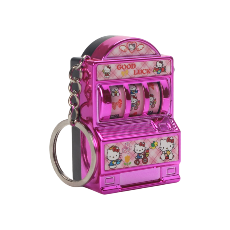 Retro Electroplated Slot Machine Keychain Fidget – Lucky Jackpot Fruit Game Toy