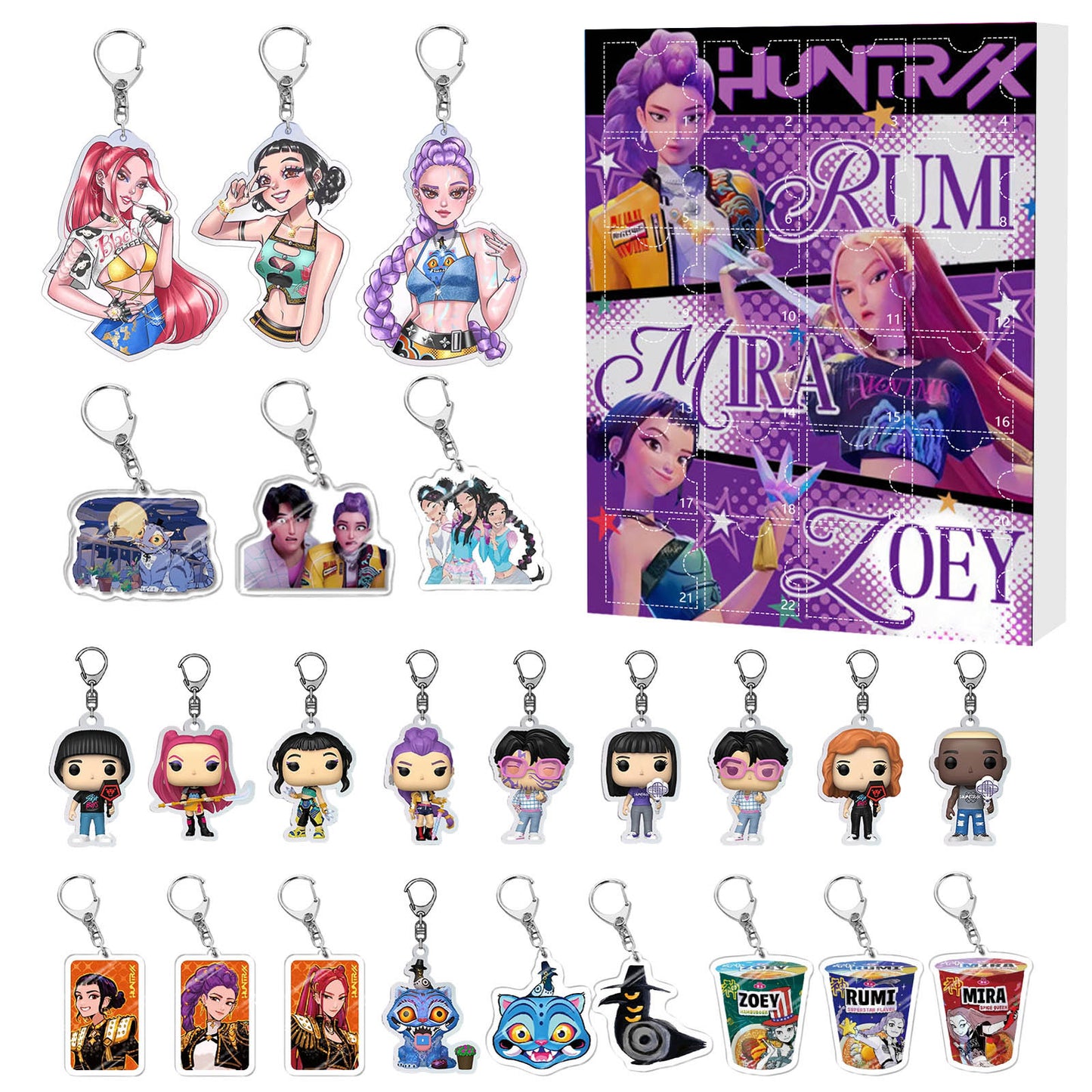 K-Pop Demon Hunters Christmas Advent Calendar Blind Box – Acrylic Car Keychain Ornament