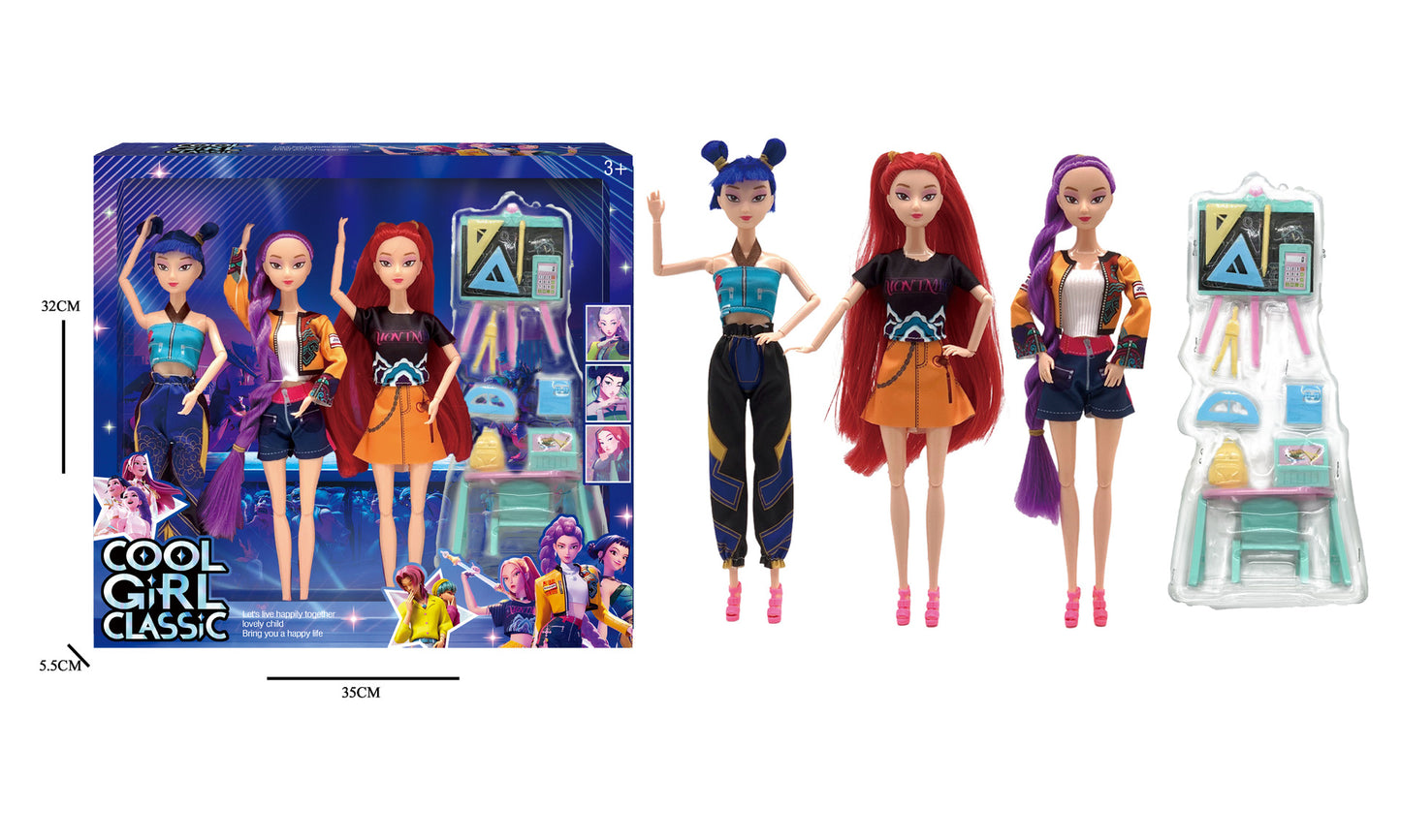 Kpop Demon Hunters Dolls Set Rumi Mira & Zoey Vinyl Figures Collectible Toy