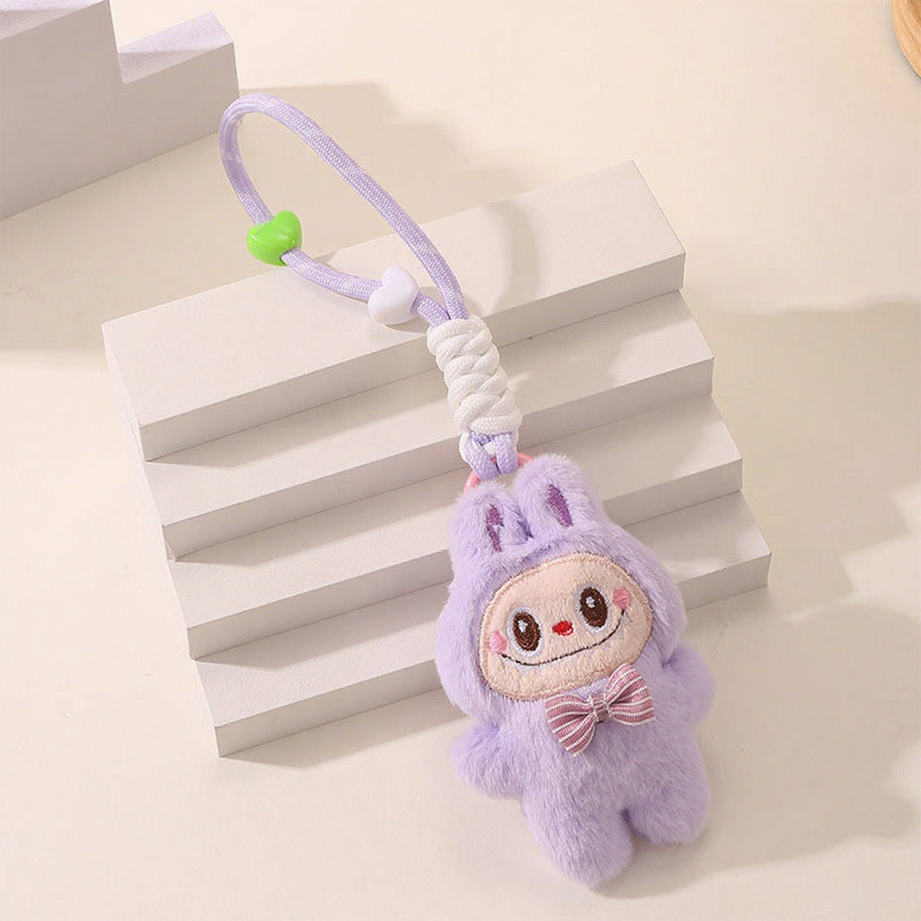LABUBU Plush Keychain – Cute Cartoon Doll with Lanyard, Bag Charm & Key Holder
