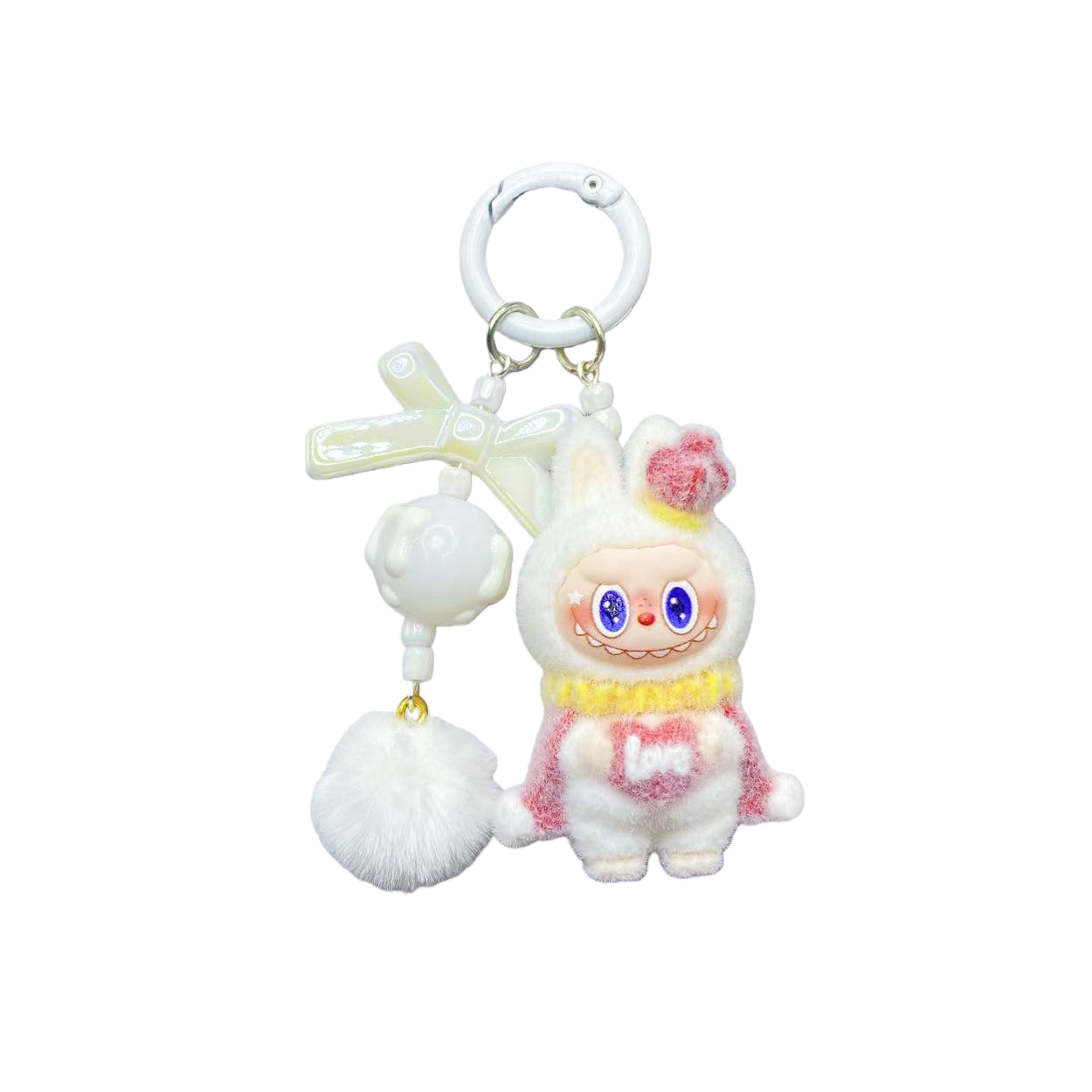 Flocked Labubu King Figure Desktop Ornament KPOP Anime Collectible Toy Decoration Keychain