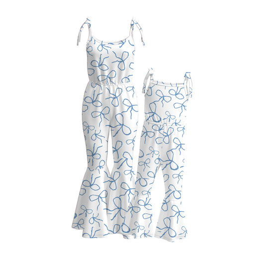 Mommy And Me Mother's Day Blue Bow Jumpsuit