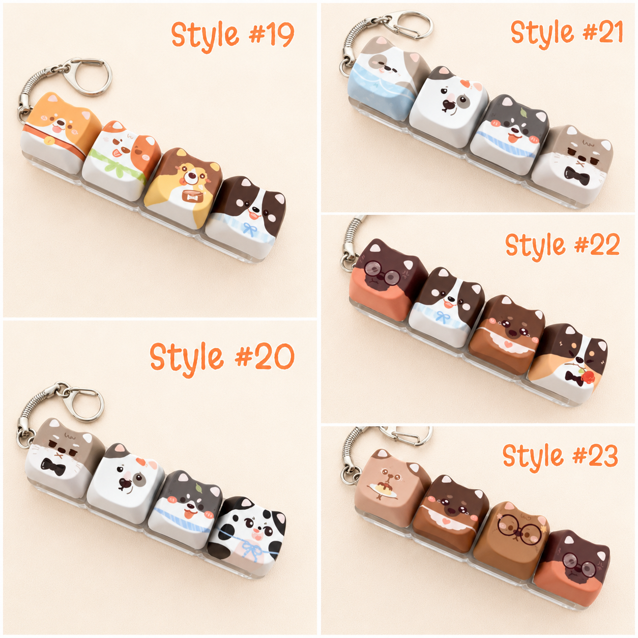 Cute Animal Dog Keycap Fidget Keychain – Pressable Bag Charm