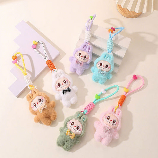 LABUBU Plush Keychain – Cute Cartoon Doll with Lanyard, Bag Charm & Key Holder