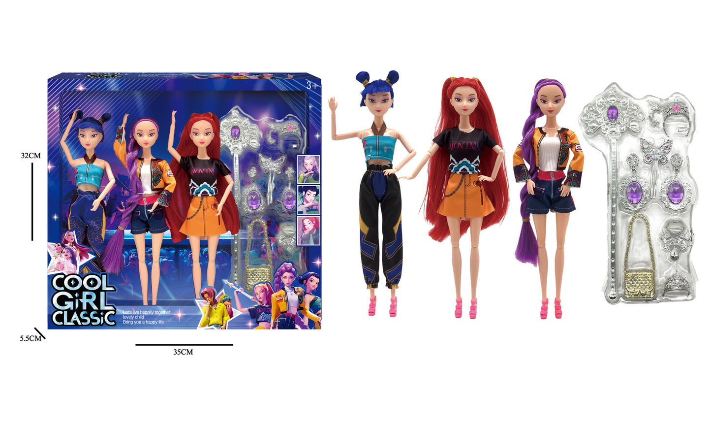 Kpop Demon Hunters Dolls Set Rumi Mira & Zoey Vinyl Figures Collectible Toy