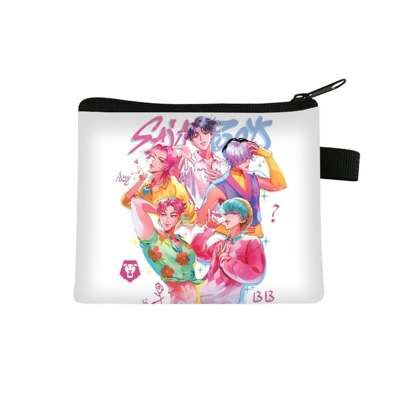 K-Pop Demon Hunters Anime Printed Mini Coin Purse Cute Small Wallet Portable Key & Card Holder