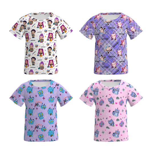 Girls Fall Kpop Demon Hunter Short Sleeves Top