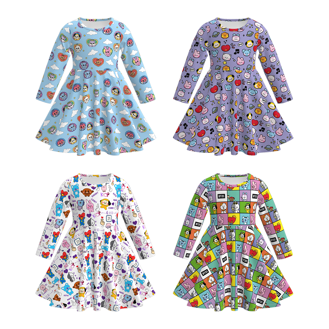 Girls Fall Cartoon Kpop Demon Hunter Twirl Dress