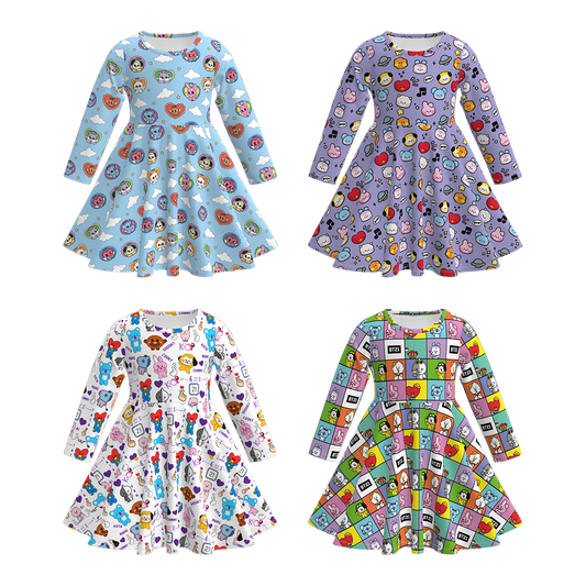 Girls Fall Cartoon Kpop Demon Hunter Twirl Dress