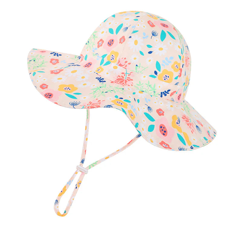 Girls' Summer Heart & Floral Print Bucket Sun Hat