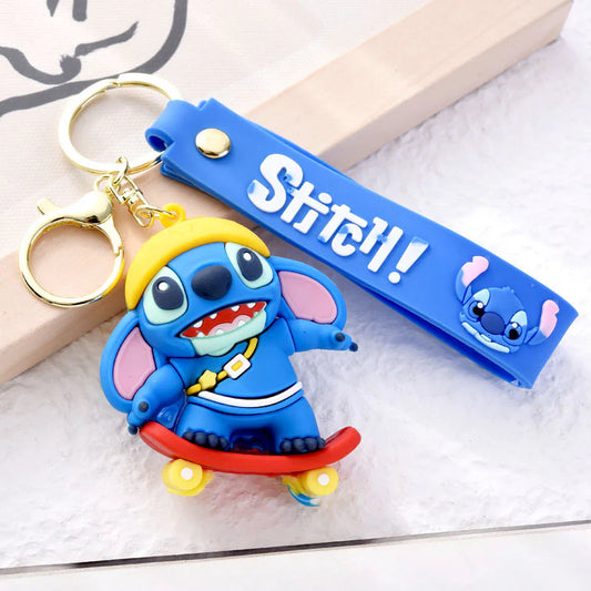 Cute Stitch Cartoon Keychain – Decorative Pendant with Lanyard Strap